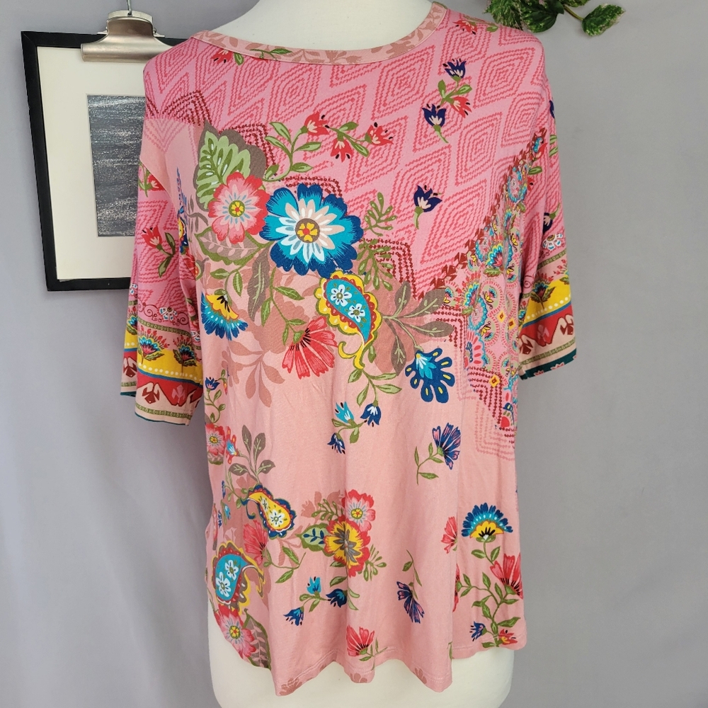 Johnny Was Pink Floral Top